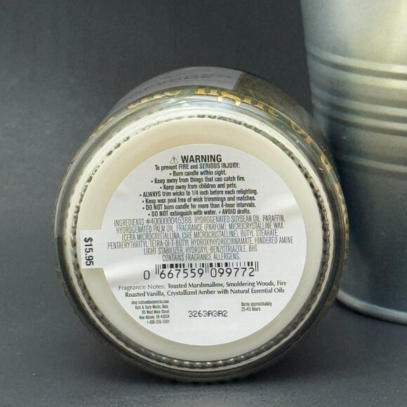 BBW Marshmallow Fireside Bath & Body Works Mason Jar Single Wick Candle - Picture 9 of 10